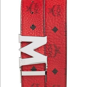Reversible MCM leather belt